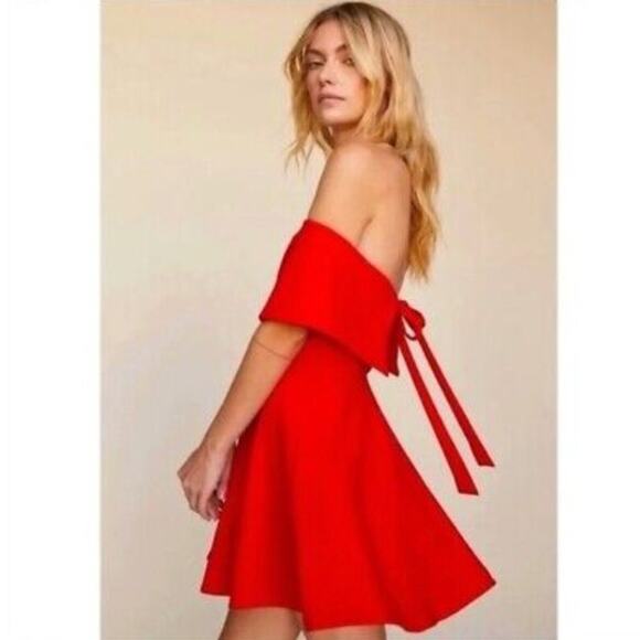 LPA Red Off-the-Shoulder Mini Dress - Picture 2 of 7